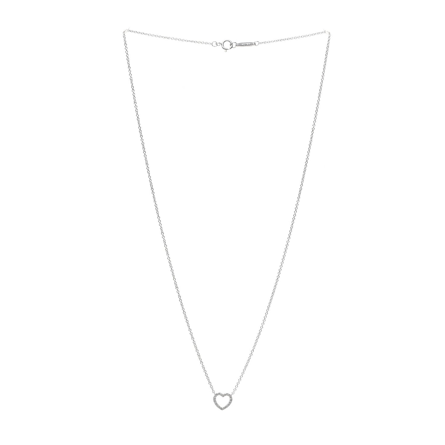 18K White Gold Diamond Metro Heart Pendant Necklace