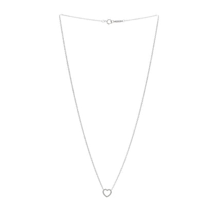 Tiffany 18K White Gold Diamond Metro Heart Pendant Necklace 3 of 5