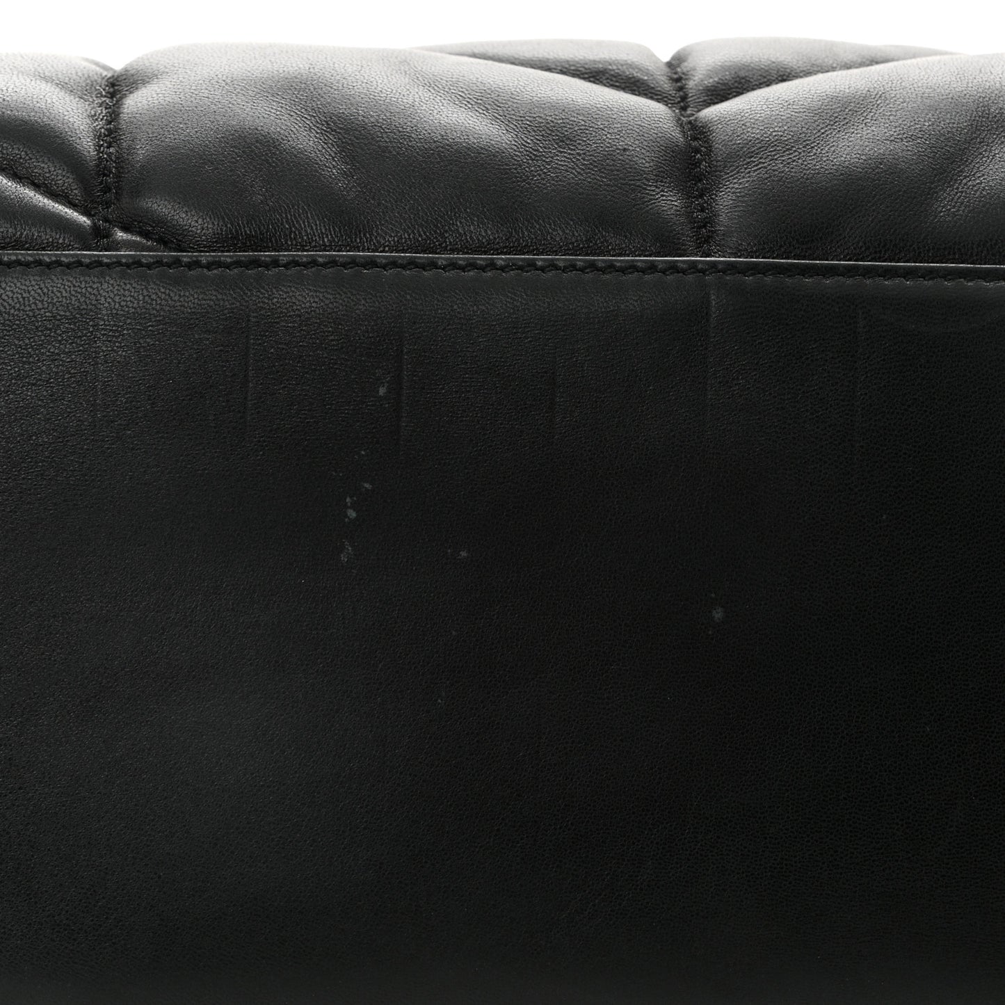 Lambskin Quilted Monogram Monochrome Small Loulou Puffer Chain Satchel Black