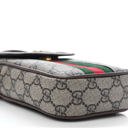 Gucci GG Supreme Monogram Web Ophidia Phone Crossbody Bag Beige New Acero 7 of 9