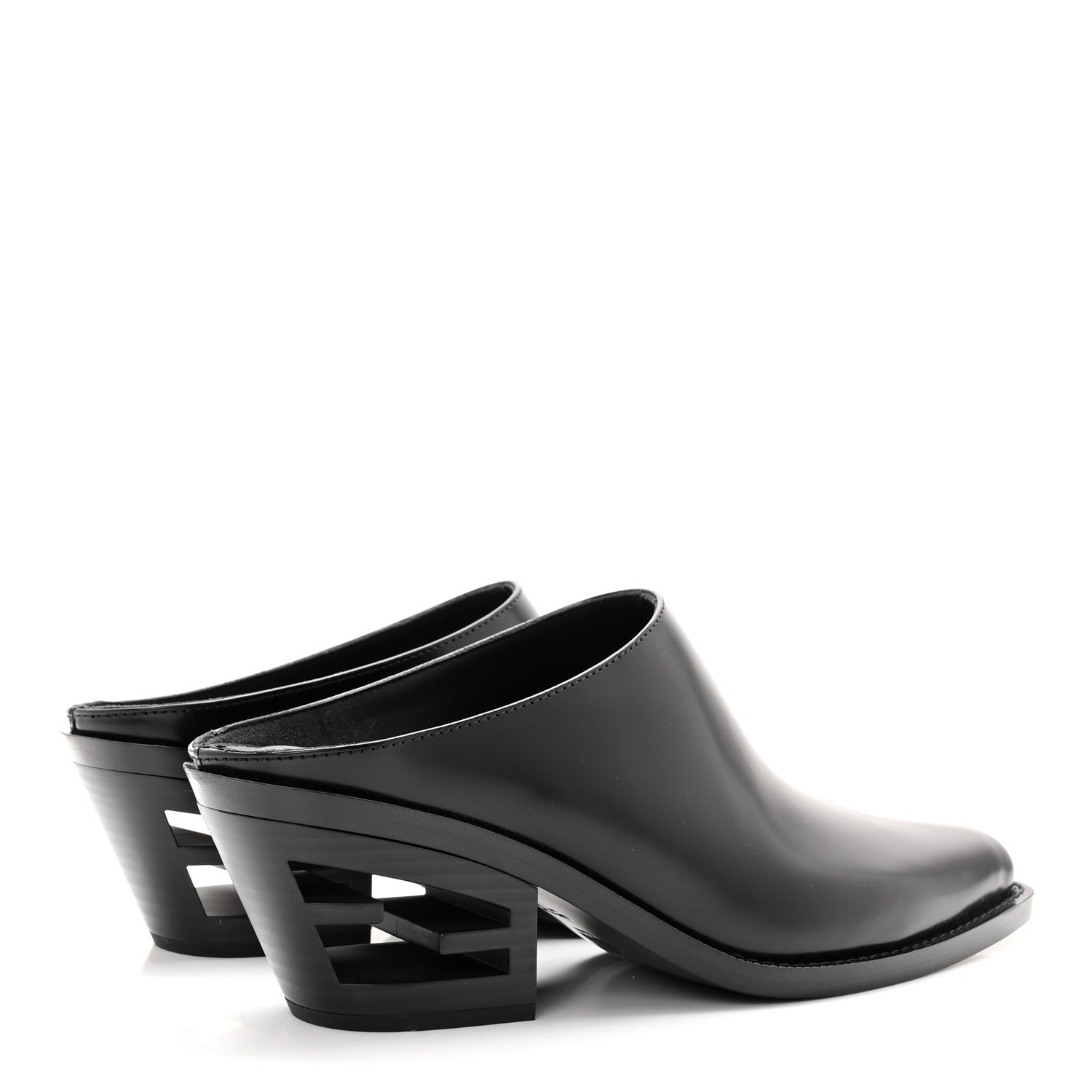Fendi Vitello Abrasivato FF Cut Mules 38 Black 4 of 13