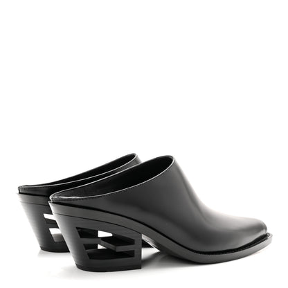 Fendi Vitello Abrasivato FF Cut Mules 38 Black 4 of 13
