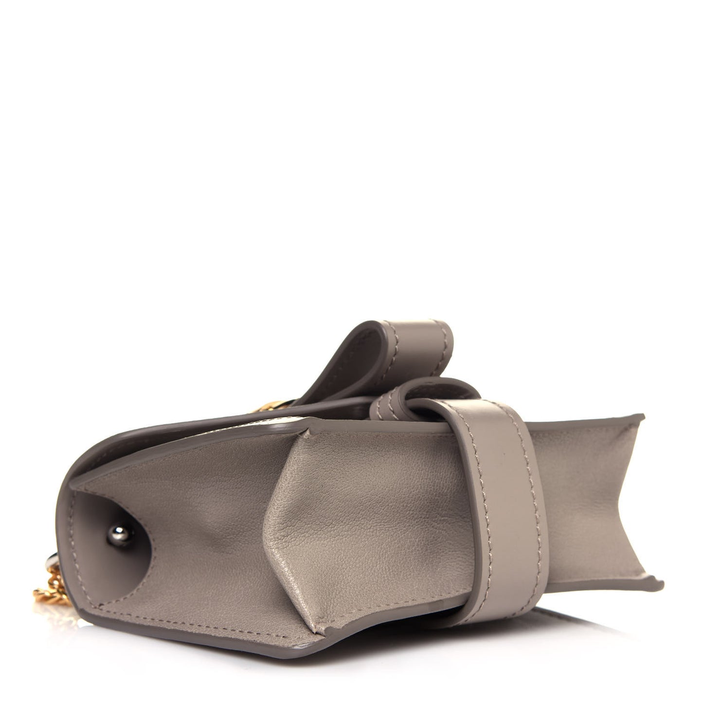 Shiny Goatskin Calfskin Mini Aby Chain Shoulder Bag Motty Grey