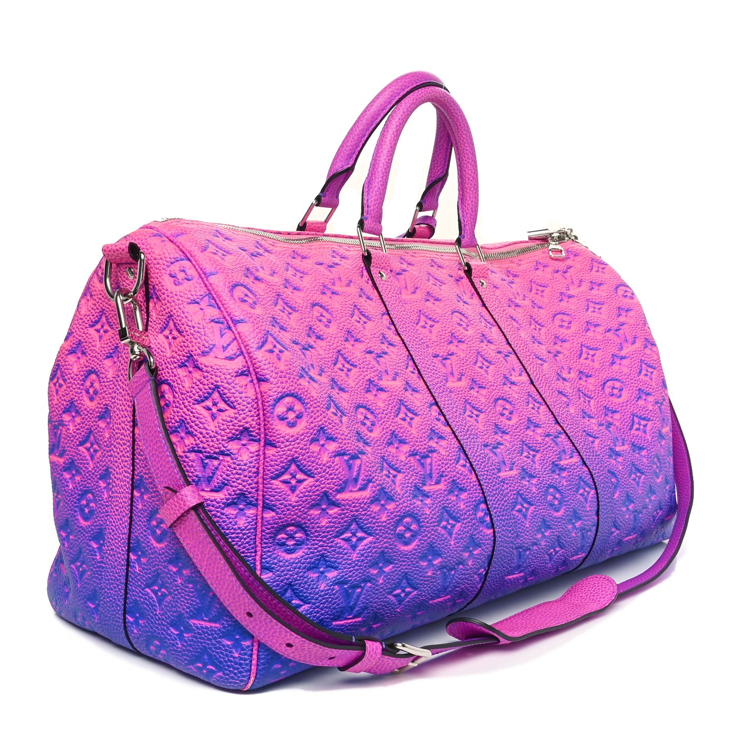 Taurillon Illusion Keepall Bandouliere 50 Bleu Rose