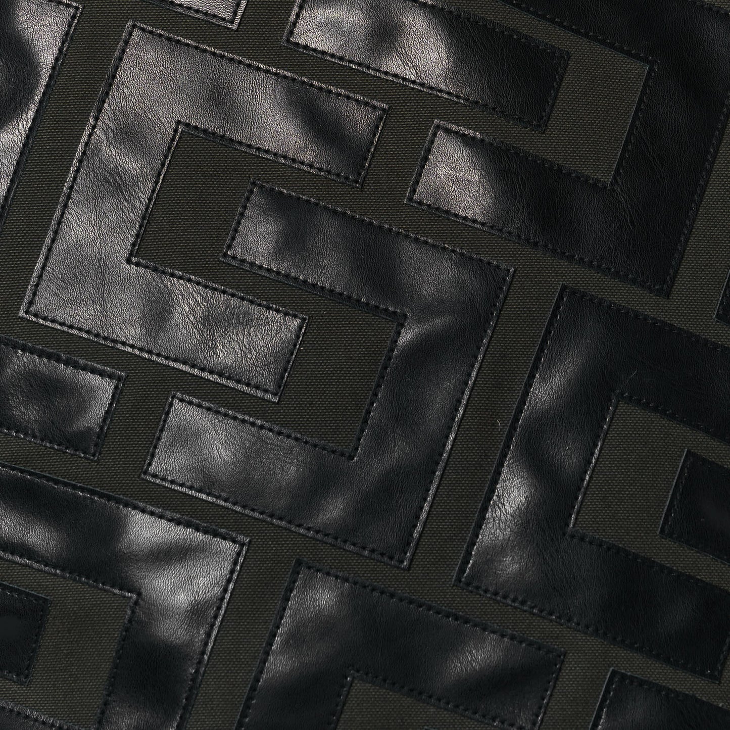 Calfskin Logo Patchwork Cabas Dark Green Black
