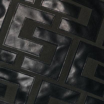 Celine Calfskin Logo Patchwork Cabas Dark Green Black 8 of 15