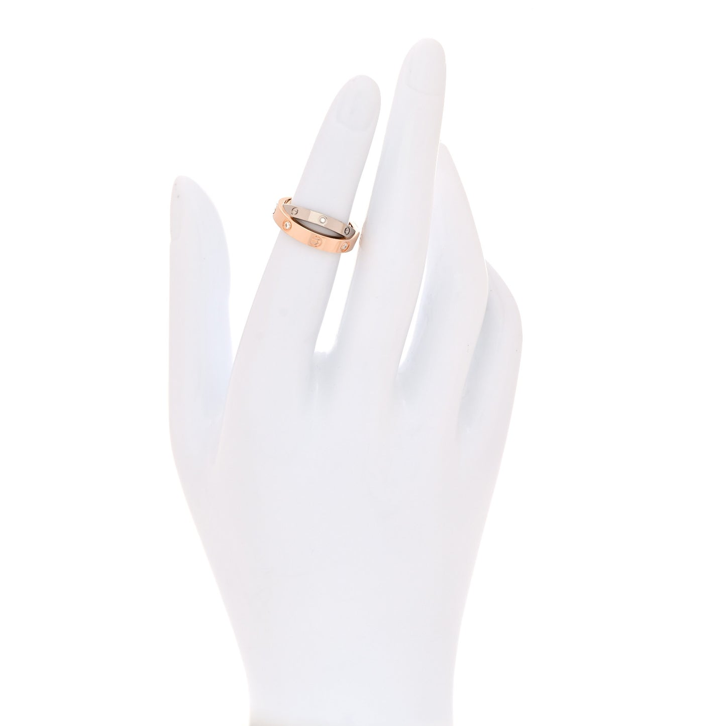 18K Pink White Gold 6 Diamond LOVE Ring 47 4.25