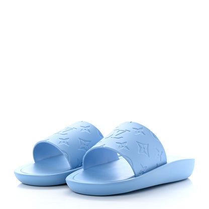 Louis Vuitton Rubber Monogram Embossed Sunbath Flat Mule 36 Blue 3 of 8