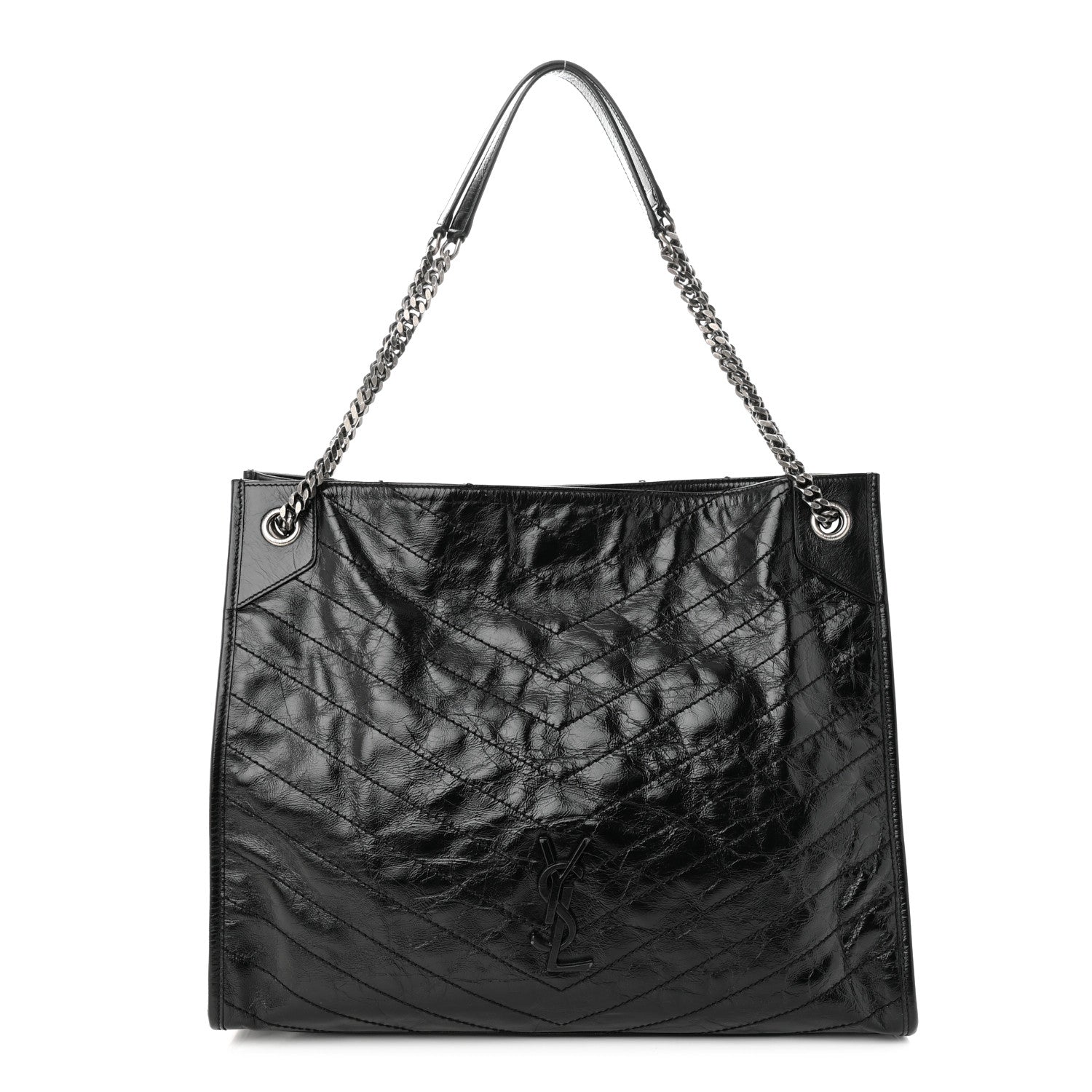 Saint Laurent Crinkled Calfskin Matelasse Monogram Medium Niki Shopper Tote Black 1 of 12