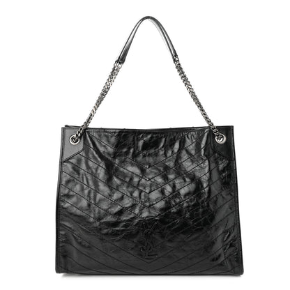 Saint Laurent Crinkled Calfskin Matelasse Monogram Medium Niki Shopper Tote Black 1 of 12