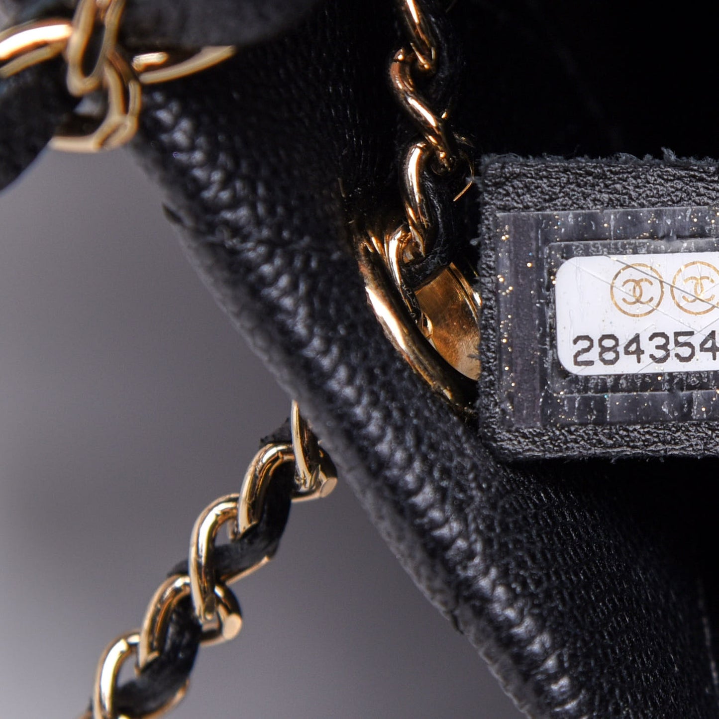 Caviar Quilted Rolled Up Bucket Drawstring Bag Black