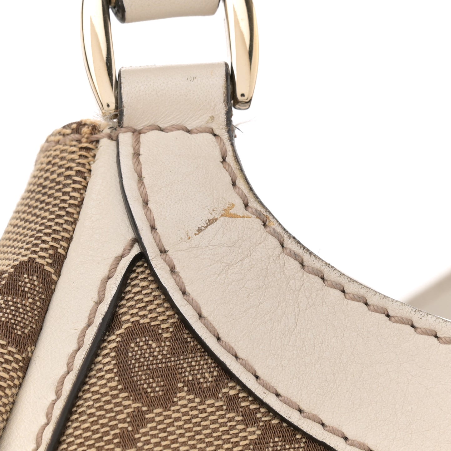 Monogram Large D Gold Ring Hobo Off White