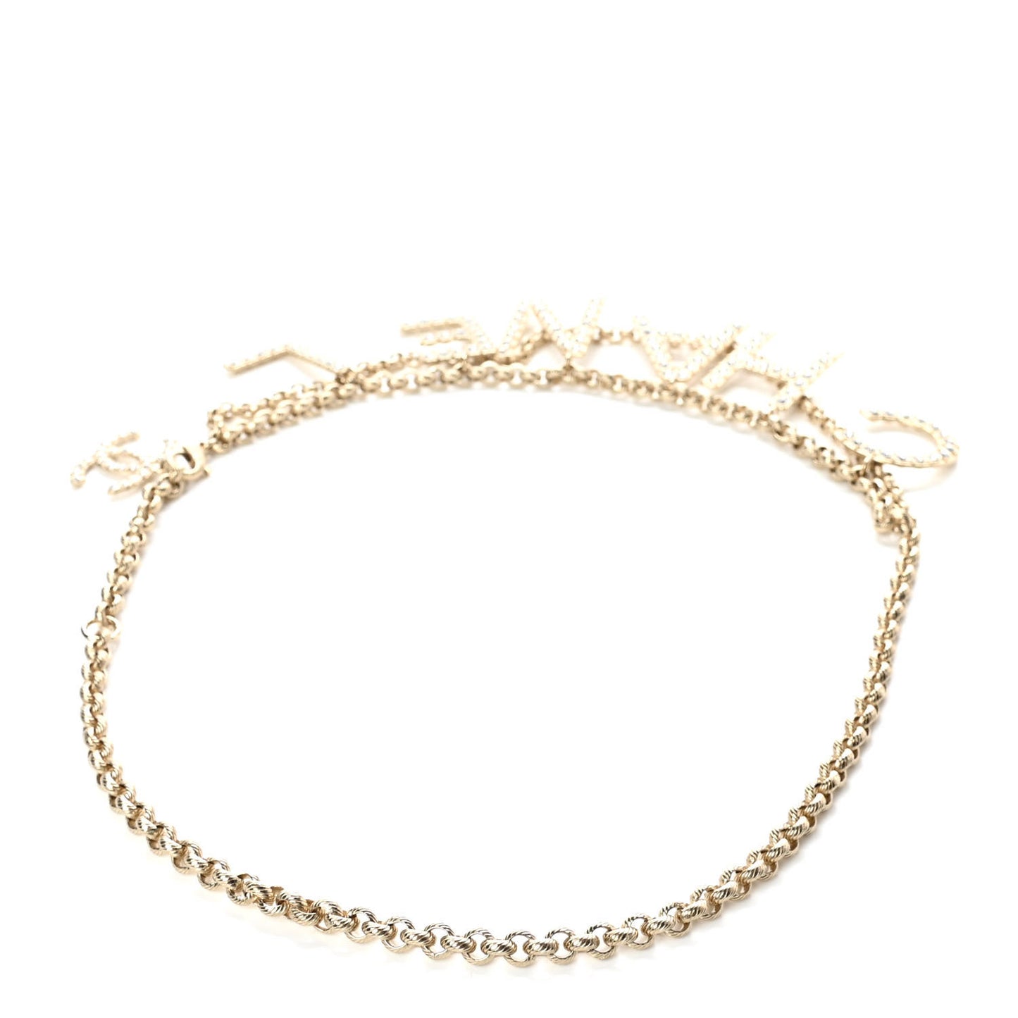Metal Crystal 90's Icon Logo Chain Belt Gold