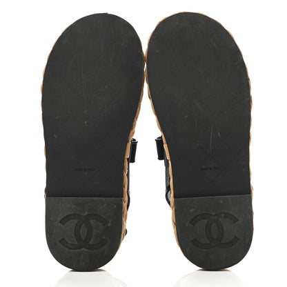 Chanel Mesh Patent Calfskin Velcro Dad Sandals 38 Black 5 of 9
