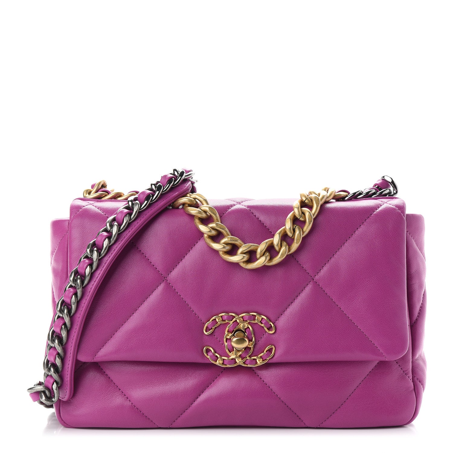 Chanel Lambskin Quilted Medium Chanel 19 Flap Purple 1 of 10