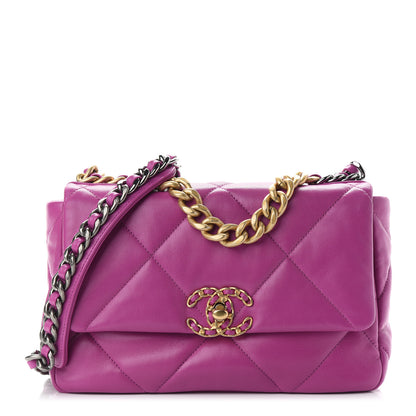 Chanel Lambskin Quilted Medium Chanel 19 Flap Purple 1 of 10