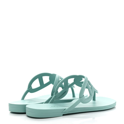 Hermes Rubber Womens Egerie Sandals 38 Vert Embrun 4 of 9