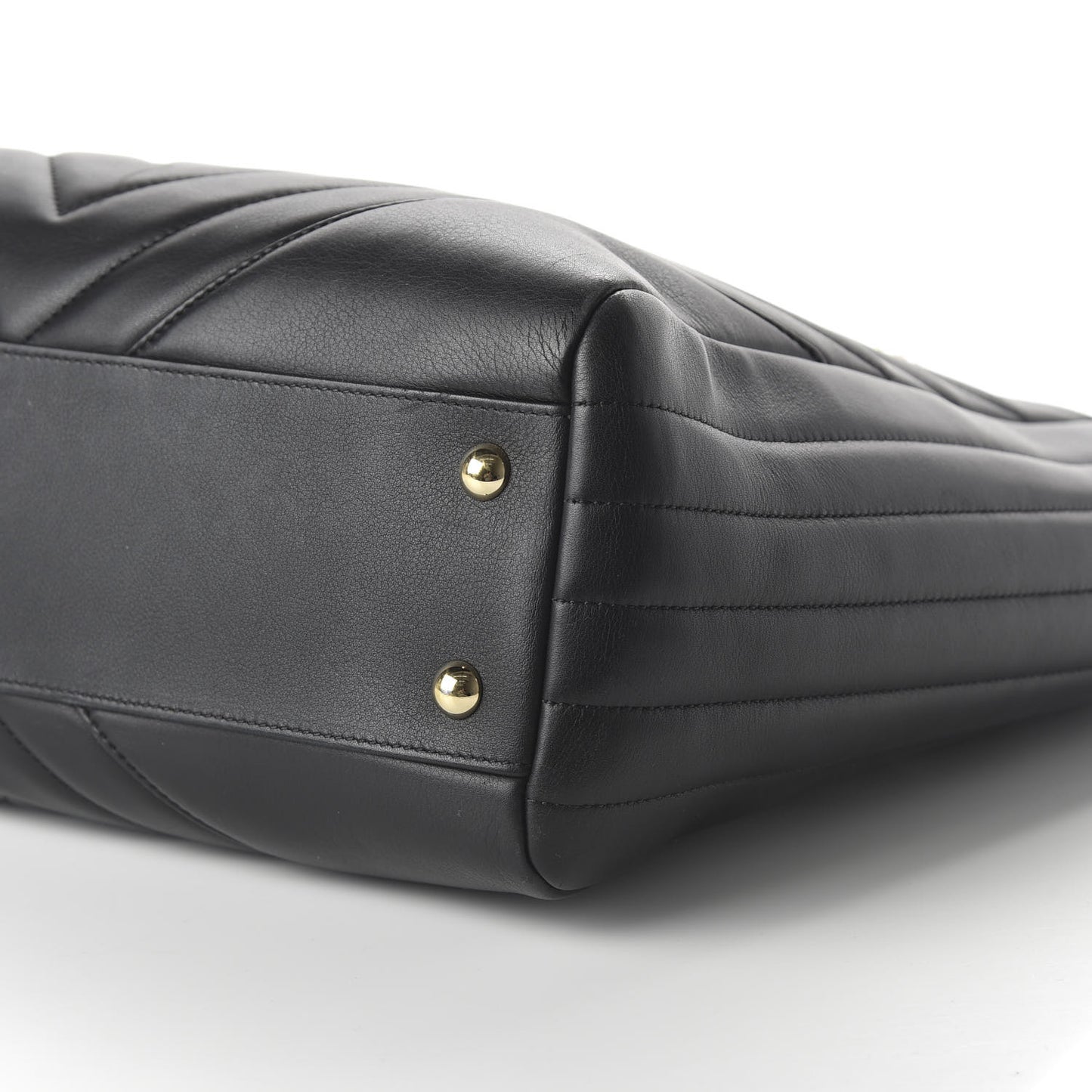 Calfskin Chevron Quilted Large Shopping Tote Black