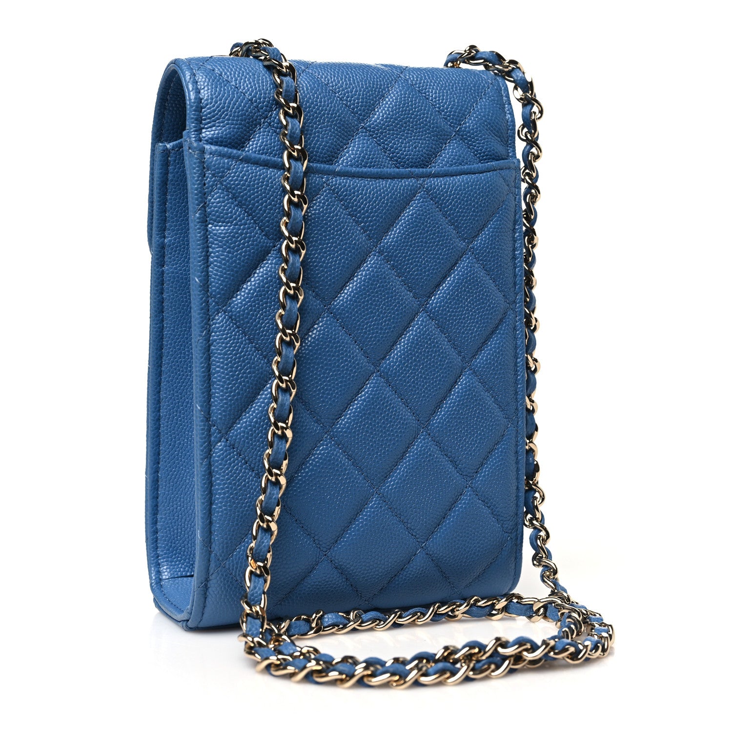 Chanel Caviar Quilted Classic Phone Holder Blue 3 of 11