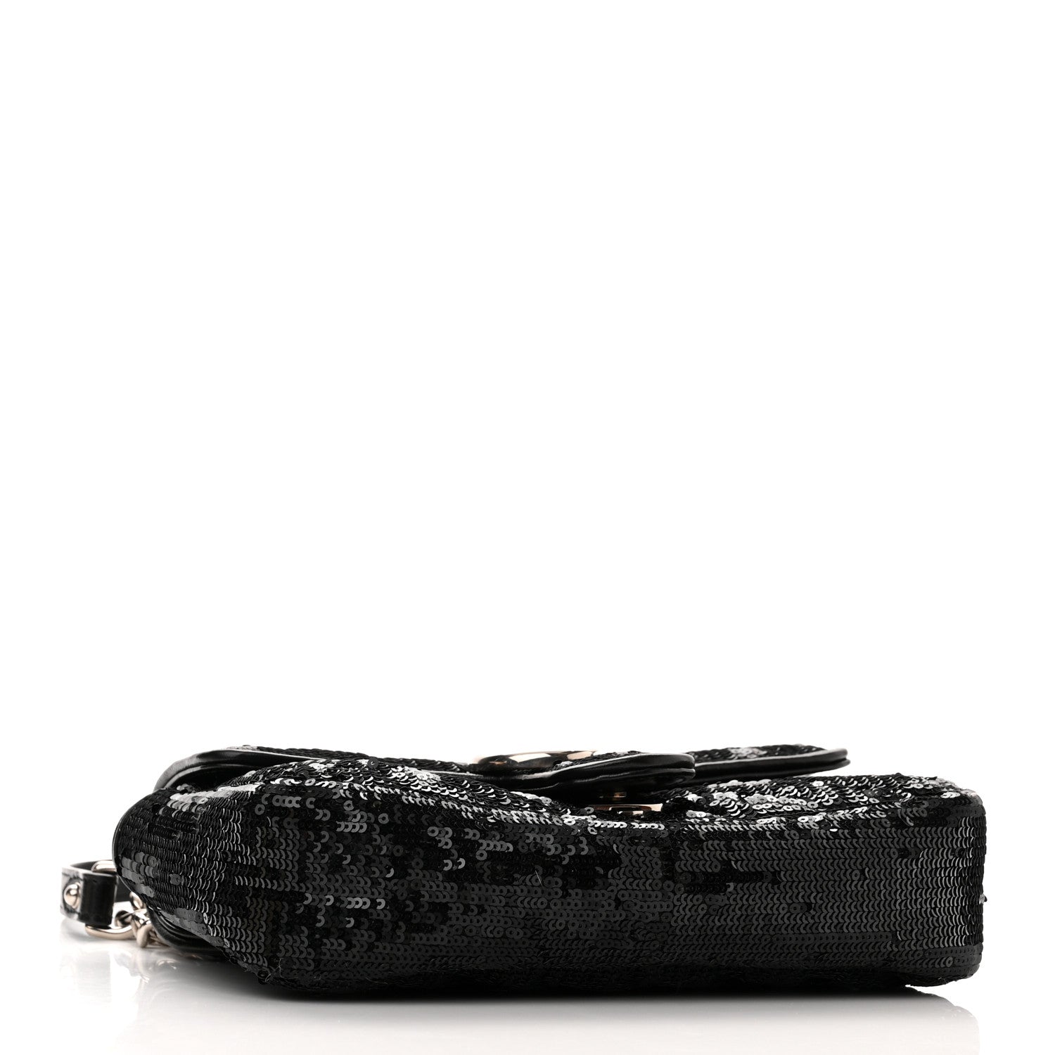 Gucci Sequin Matelasse Diagonal Mini GG Marmont Shoulder Bag Black 4 of 10