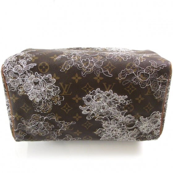Louis Vuitton Monogram Dentelle Speedy 30 Silver 4 of 9