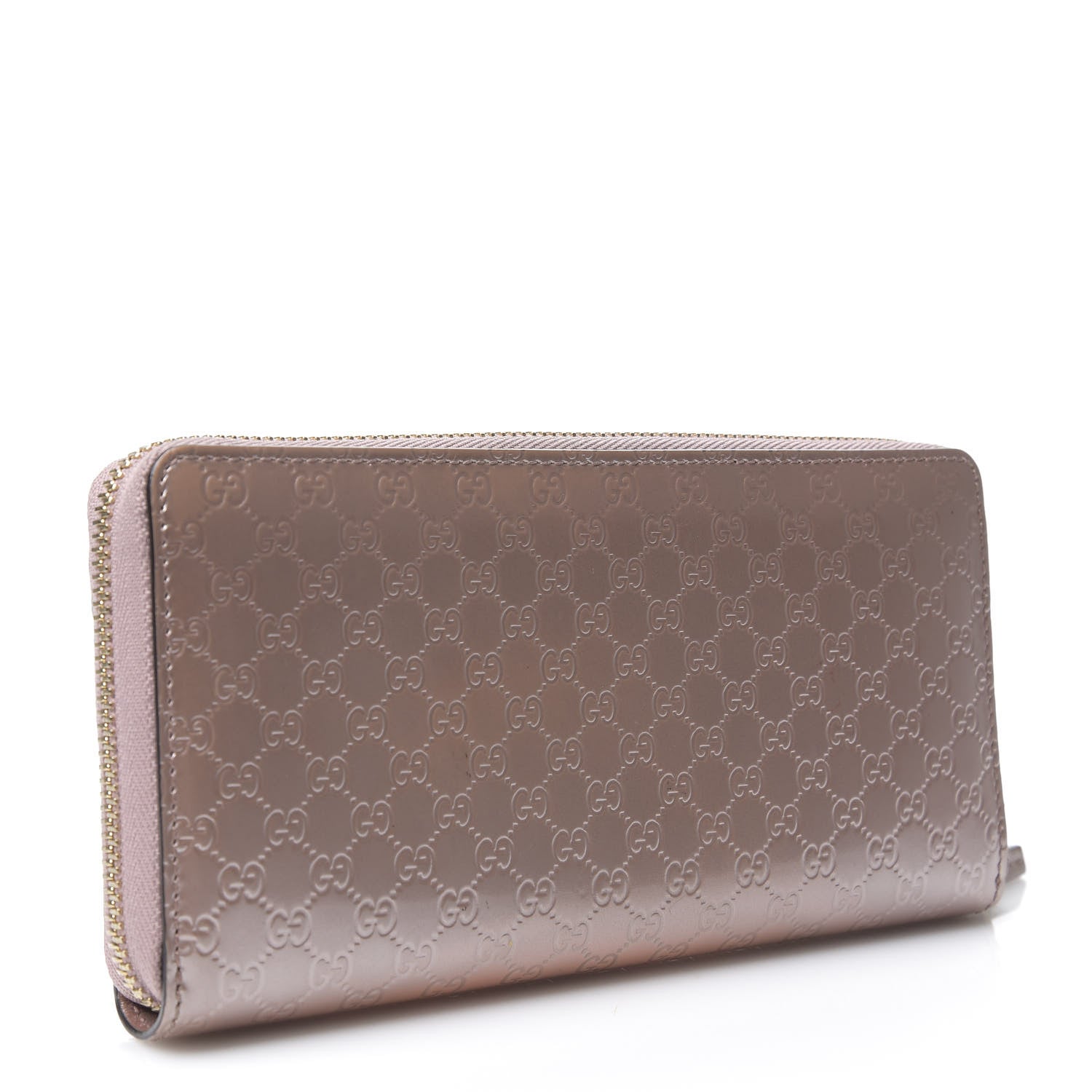 Gucci Patent Microguccissima Bow Heart Zip Around Wallet Golden Beige 2 of 9