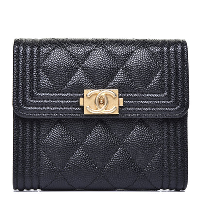 Chanel Caviar Quilted Compact Boy Wallet Black 1 of 12
