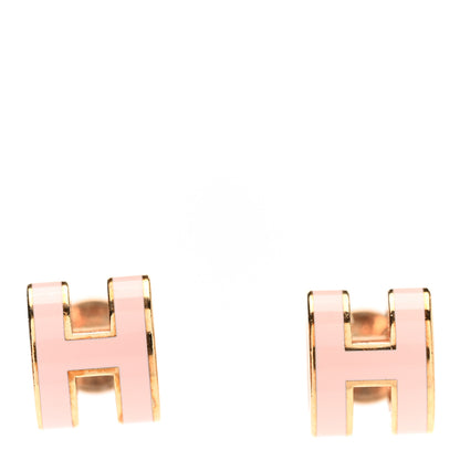 Hermes Rose Gold Lacquered Mini Pop H Earrings Rose Sakura 1 of 6