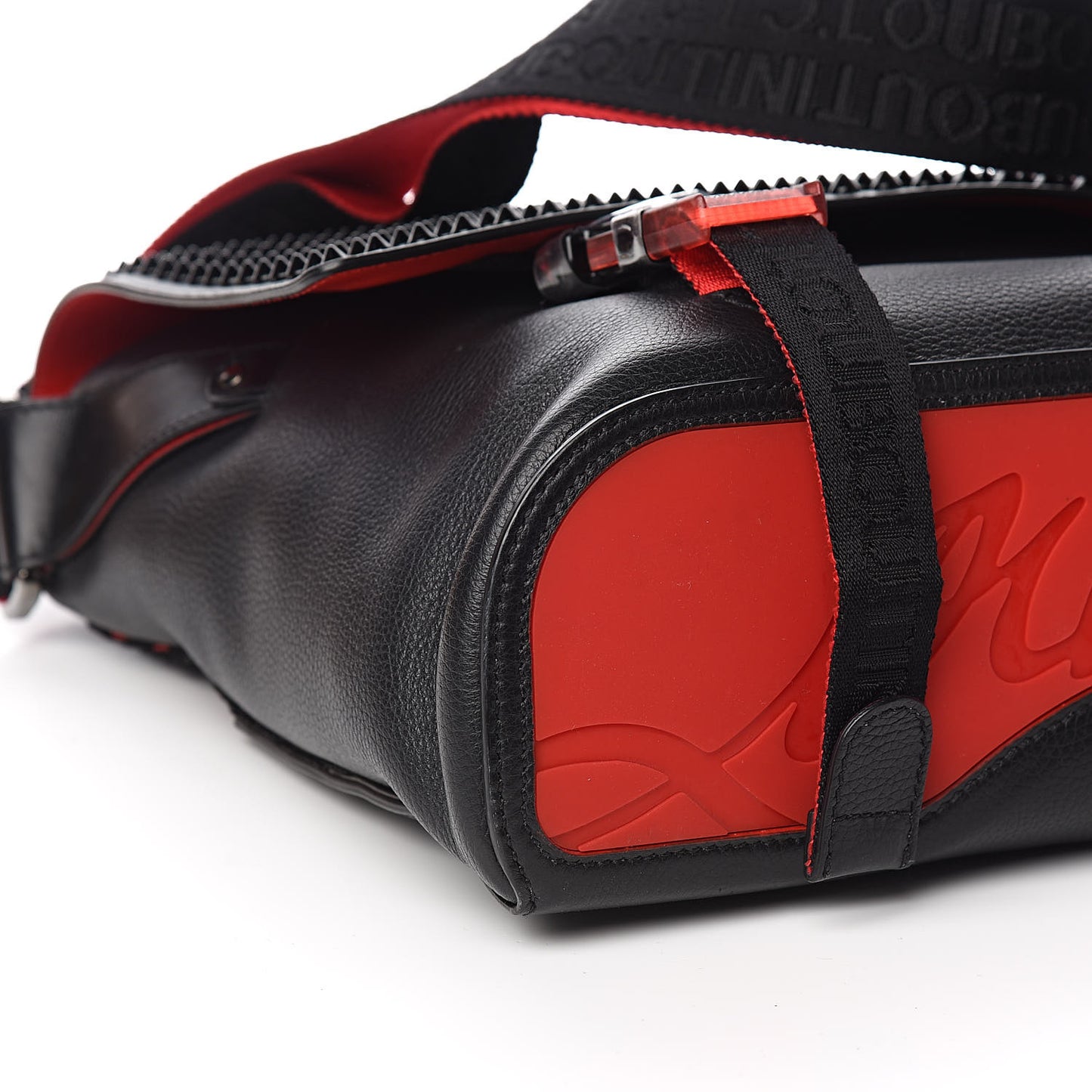 Calfskin Spikes Loubiclic Messenger Black