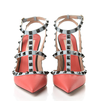 Valentino Garavani Nappa Rockstud Ankle Strap 100mm Pumps 36 Deep Coral Multicolor 2 of 11