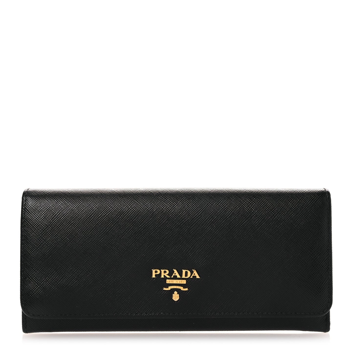 Saffiano Metal Continental Flap Travel Wallet Black