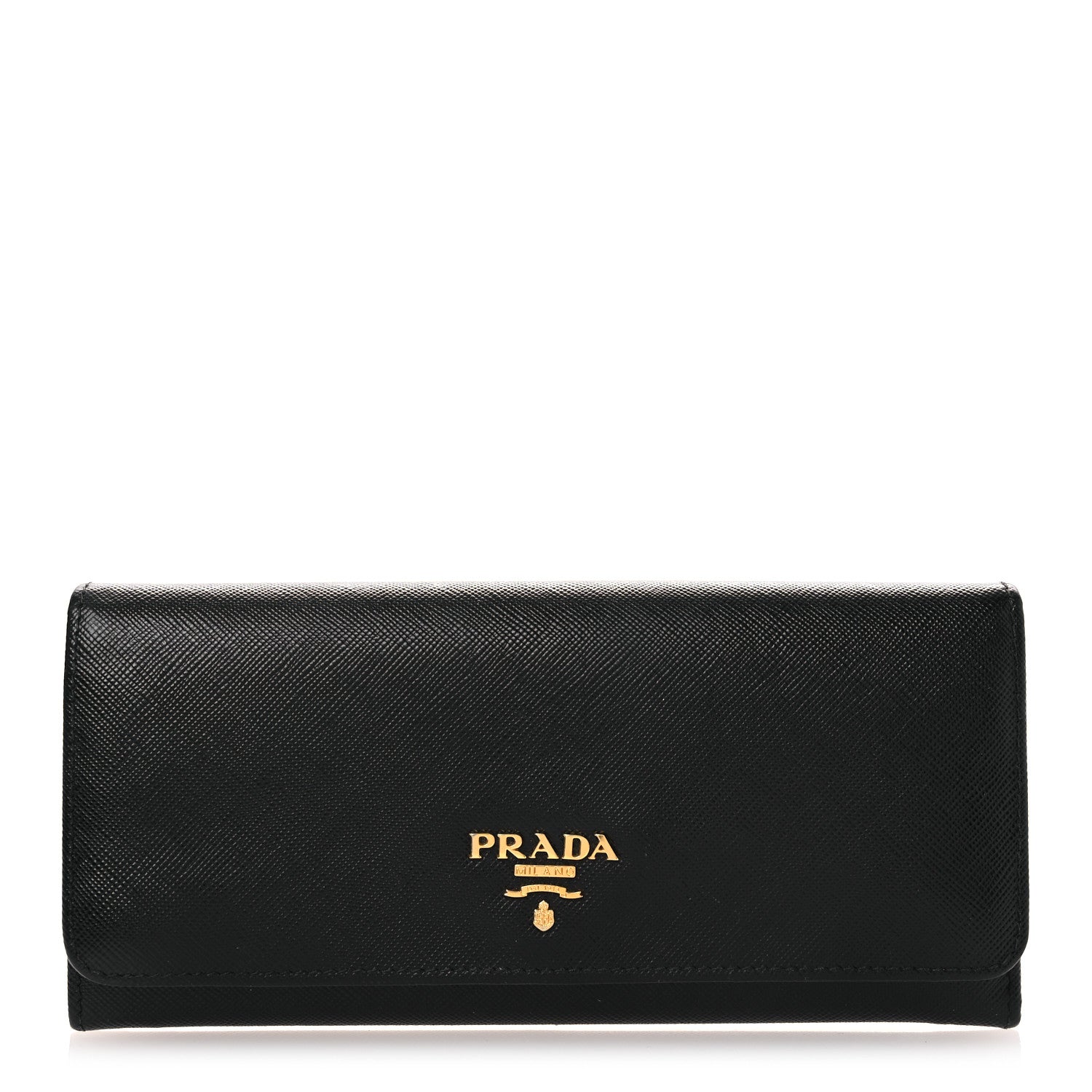 Prada Saffiano Metal Continental Flap Travel Wallet Black 1 of 10
