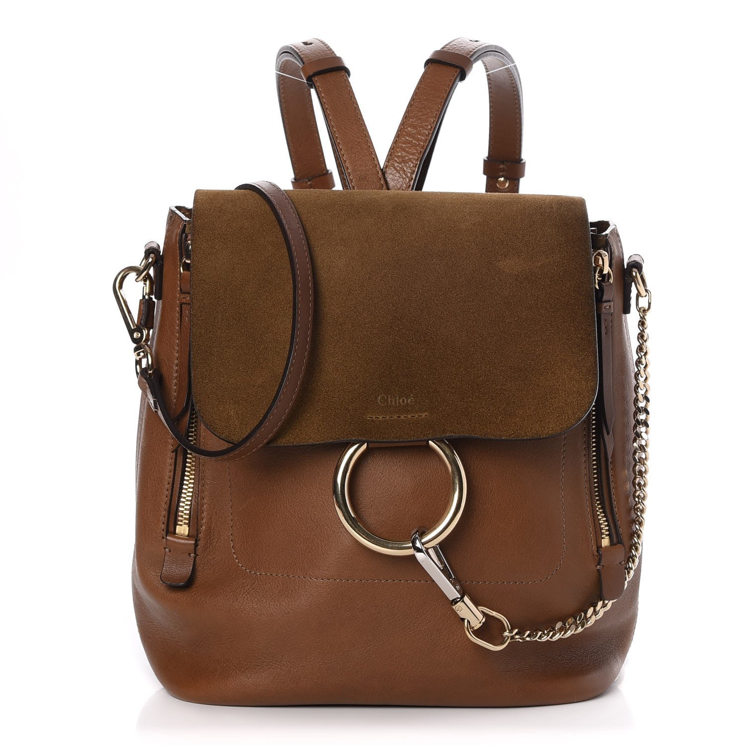 Chloe Suede Calfskin Medium Faye Backpack Woody Khaki 1 of 12