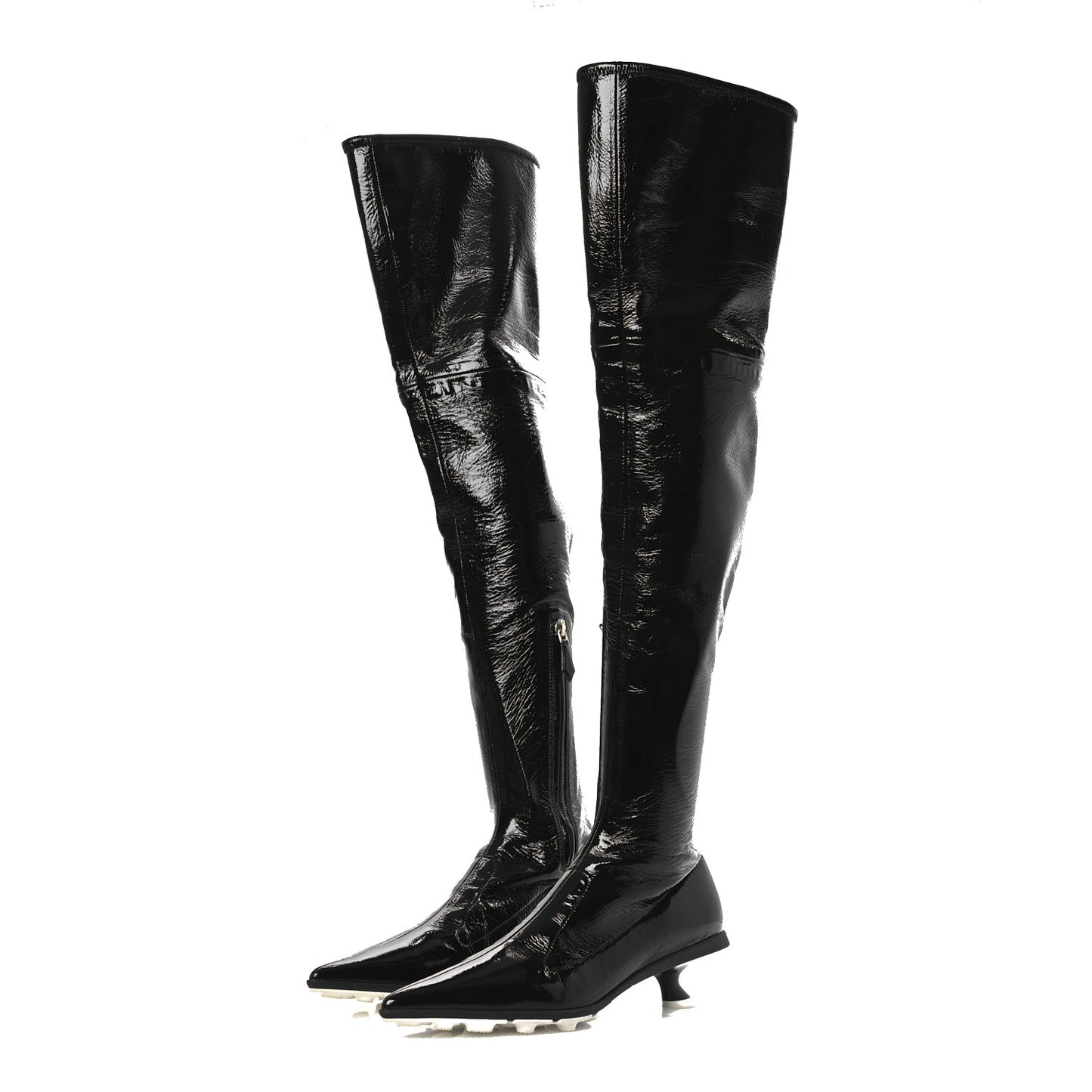 Nappa Stretch Knee High Heel Boot 36.5 Black