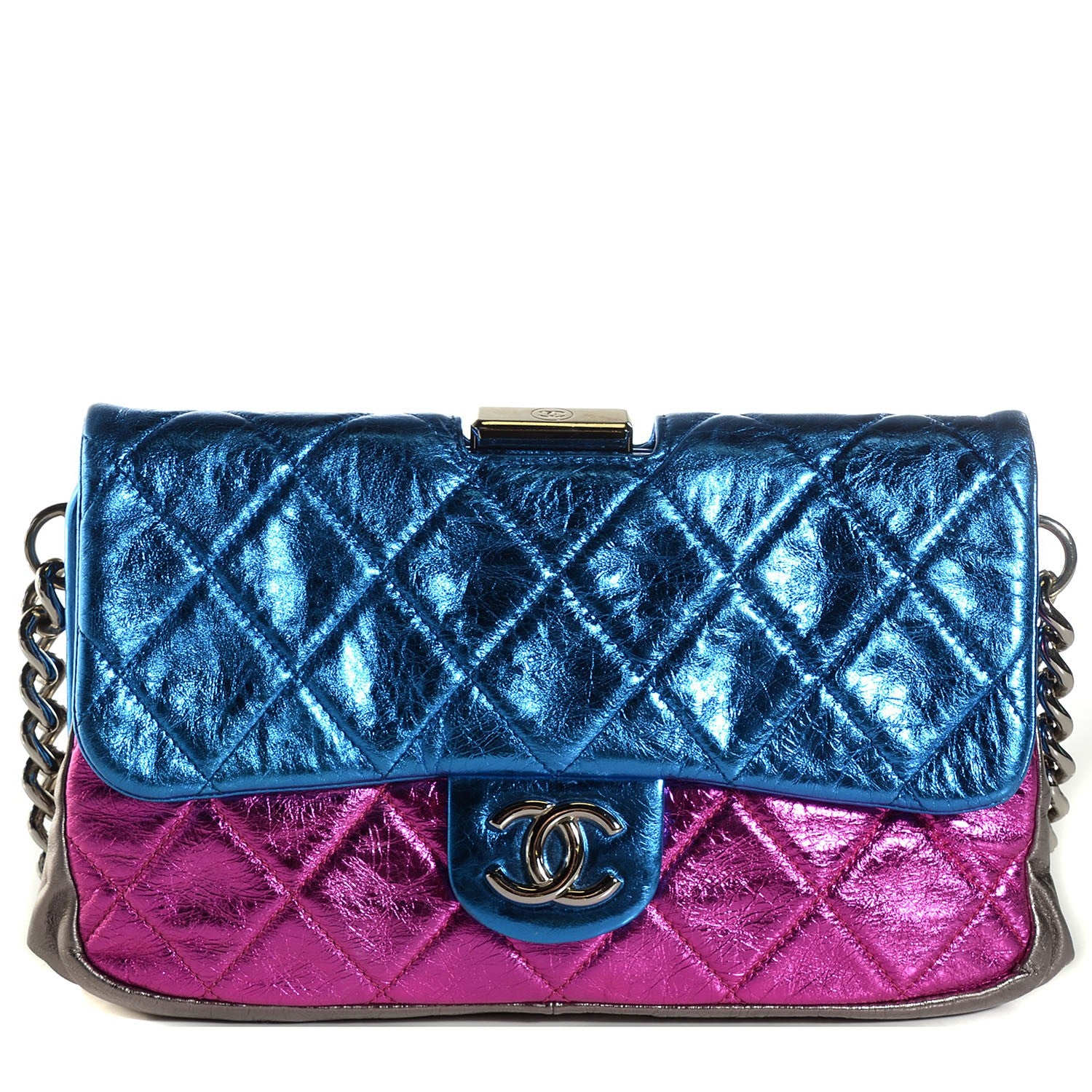 Chanel Metallic Calfskin Quilted Modern Chain Flap Frame Bag Multicolor 1 of 7