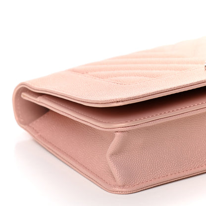 Chanel Metallic Caviar Quilted Vintage Mademoiselle Wallet On Chain WOC Light Pink 8 of 13