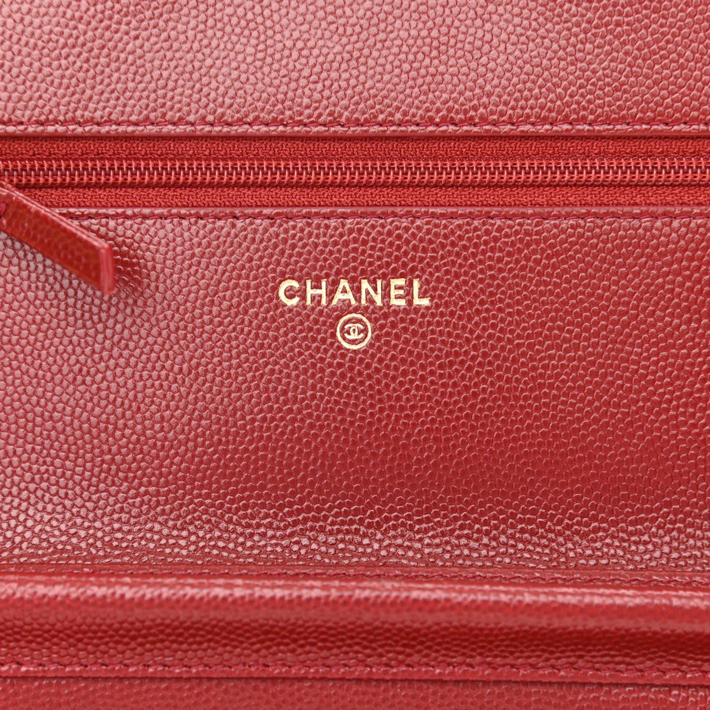 Caviar Quilted Golden Class Wallet On Chain WOC Red