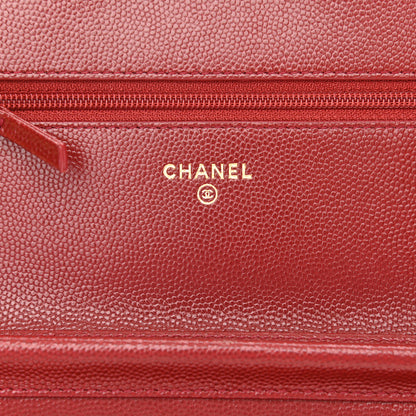Chanel Caviar Quilted Golden Class Wallet On Chain WOC Red 6 of 12