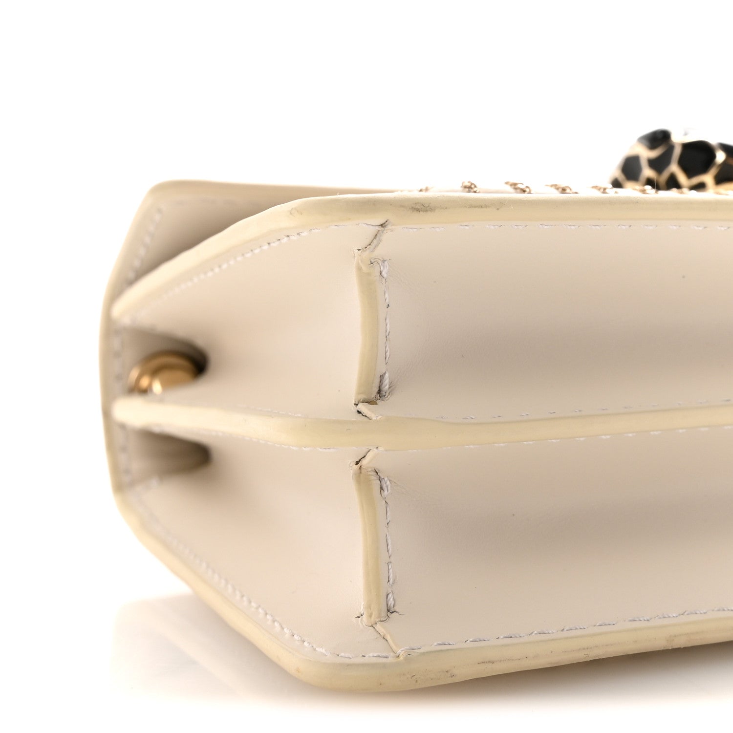 Bulgari Calfskin Woven Chain Serpenti Forever Crossbody Bag White 8 of 9