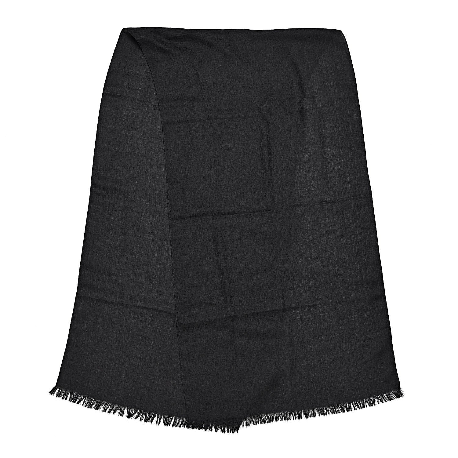 Gucci Wool Silk GG Monogram GGNat Scarf Black 3 of 4