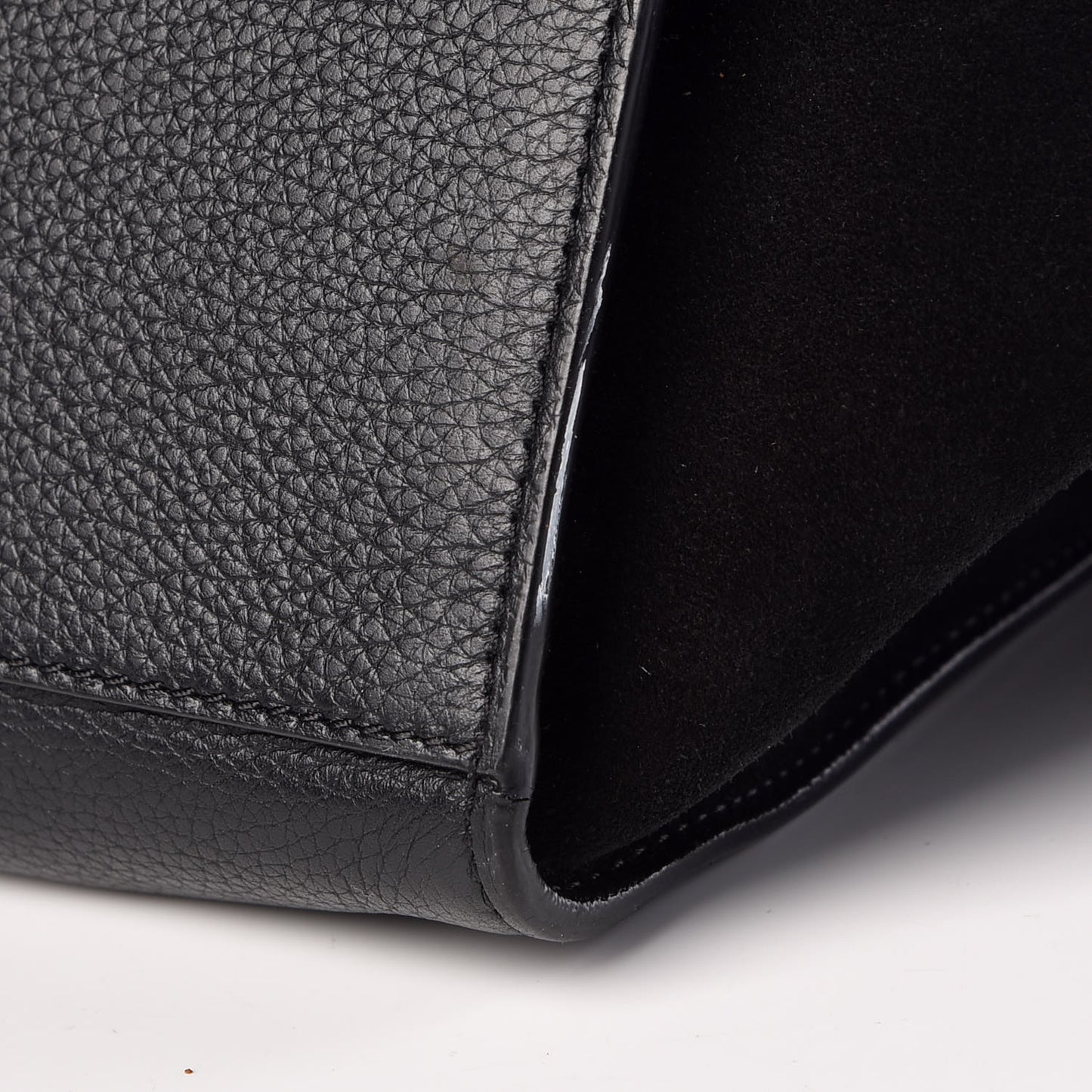 Drummed Calfskin Suede Double Zip Trapeze Black