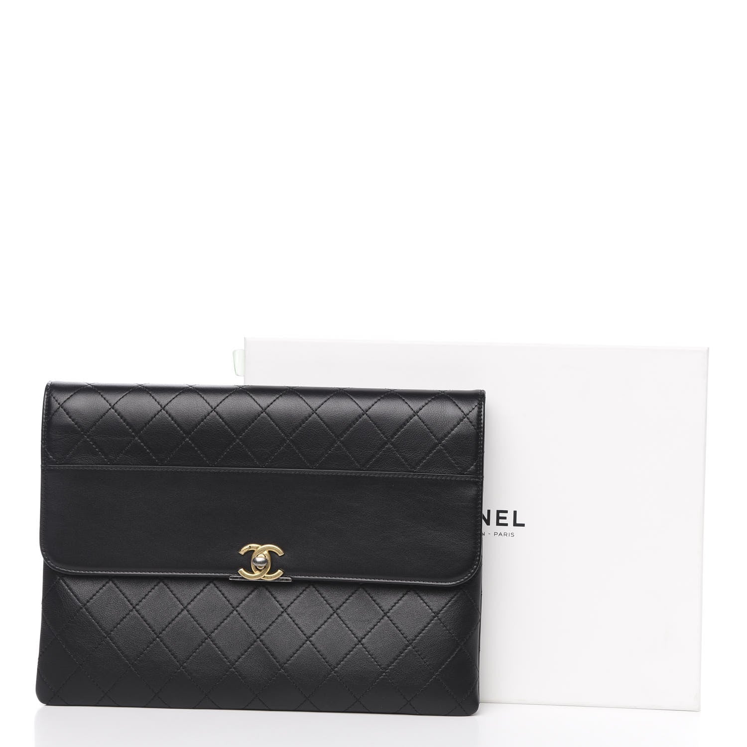 Chanel Calfskin Quilted CC Flap Clutch Black 11 of 11