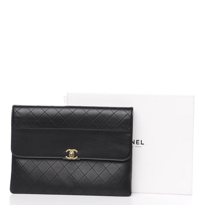 Chanel Calfskin Quilted CC Flap Clutch Black 11 of 11