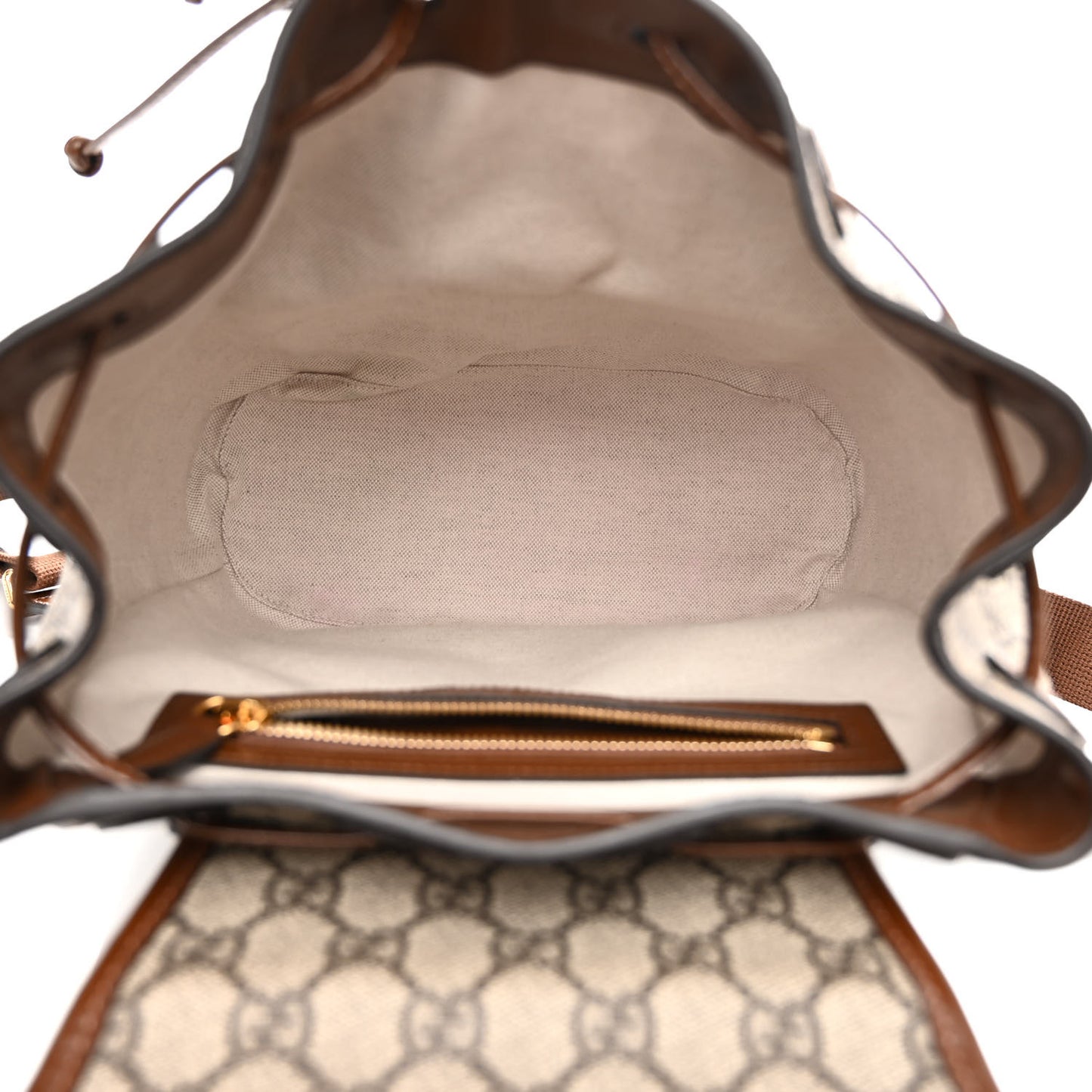 GG Supreme Monogram Azalea Calfskin Retro Interlocking G Buckle Backpack Beige Ebony Brown Sugar