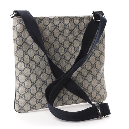 Gucci GG Supreme Monogram Small Flat Side Zip Messenger Bag Beige Blue 2 of 11