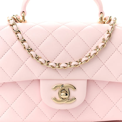 Chanel Lambskin Quilted Mini Top Handle Rectangular Flap Light Pink 8 of 10
