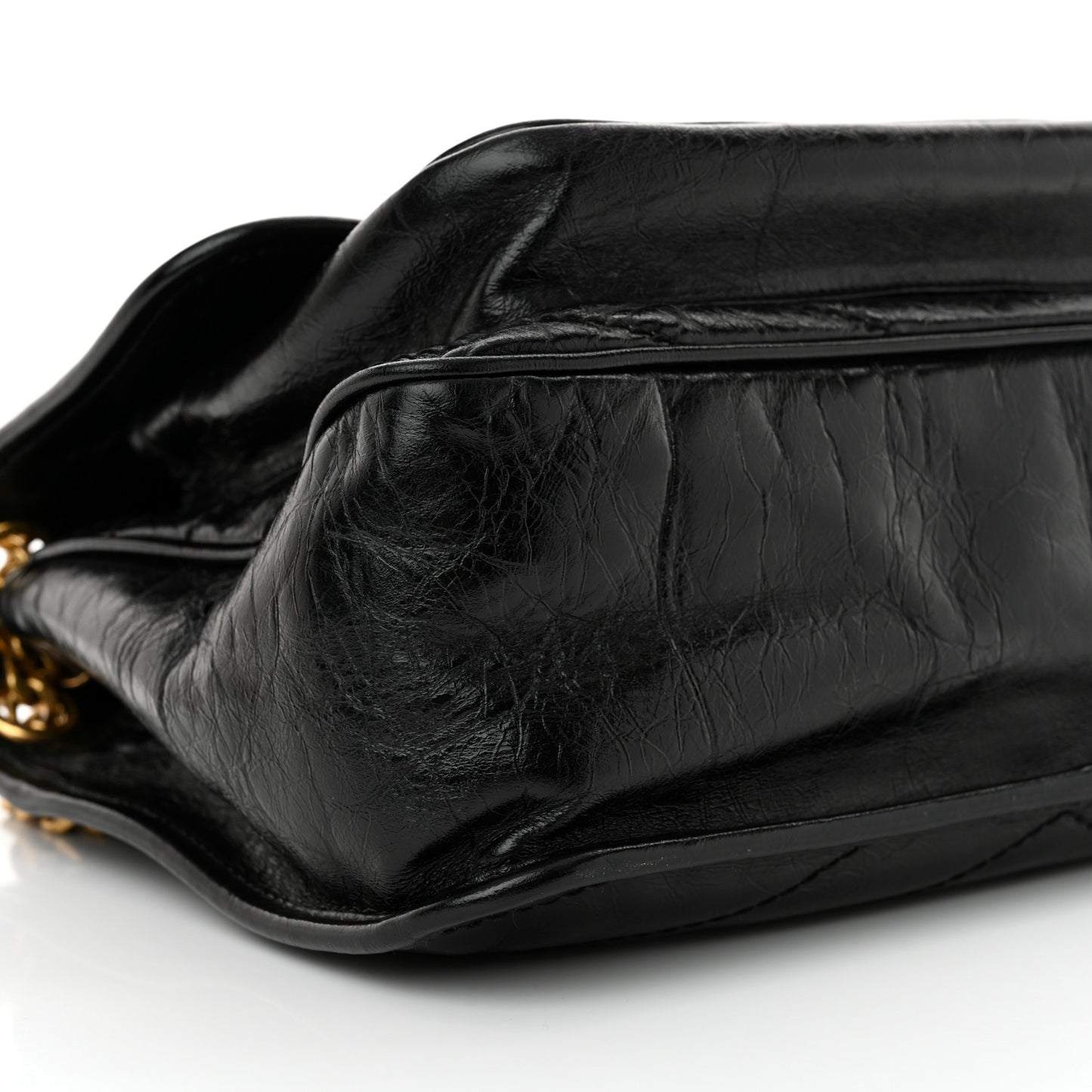 Crinkled Calfskin Matelasse Monogram Medium Niki Chain Satchel Black