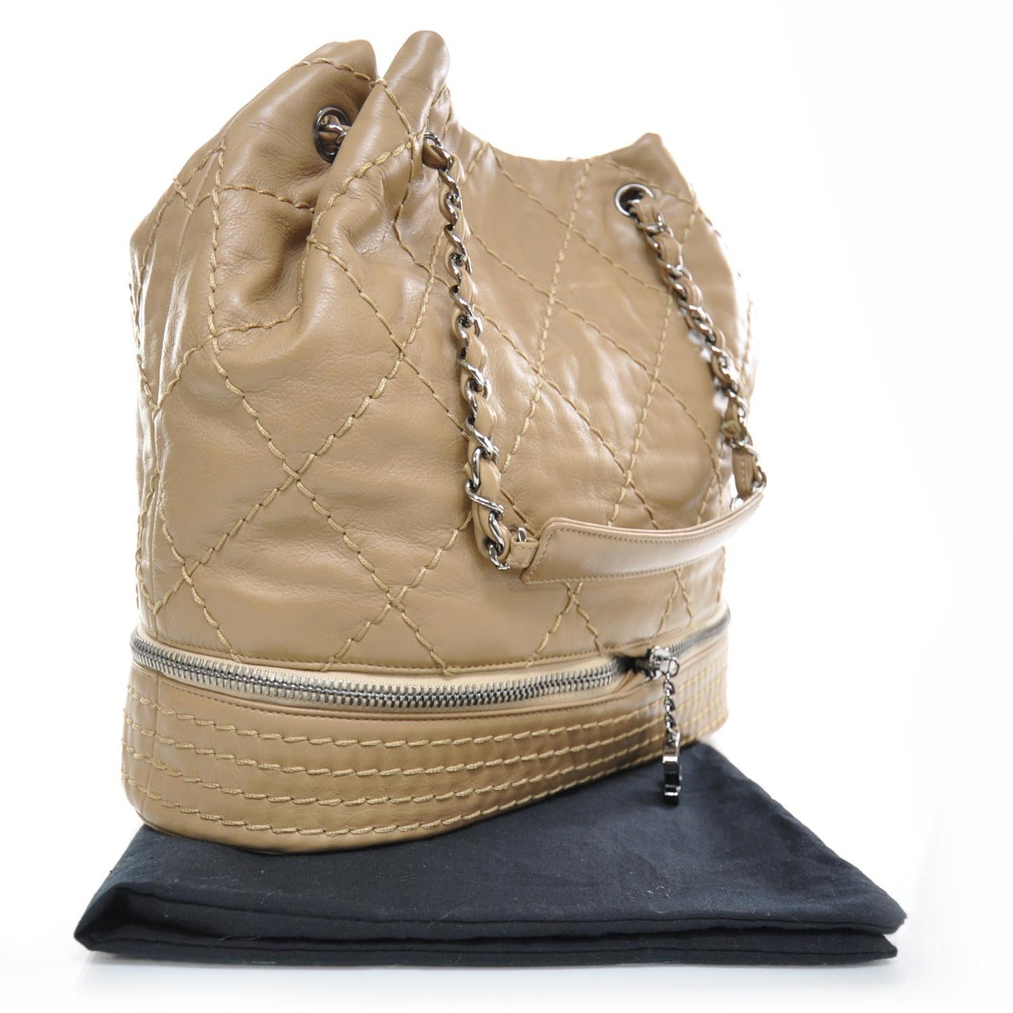 Lambskin Expandable Tote Beige