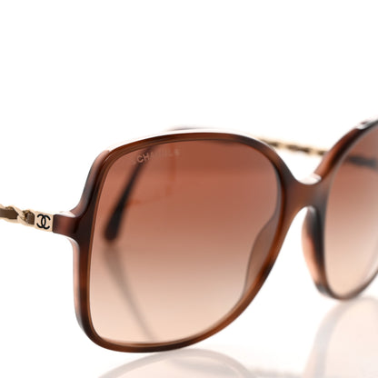 Chanel Acetate Metal Lambskin Chain Square Sunglasses 5210-Q Brown 7 of 10