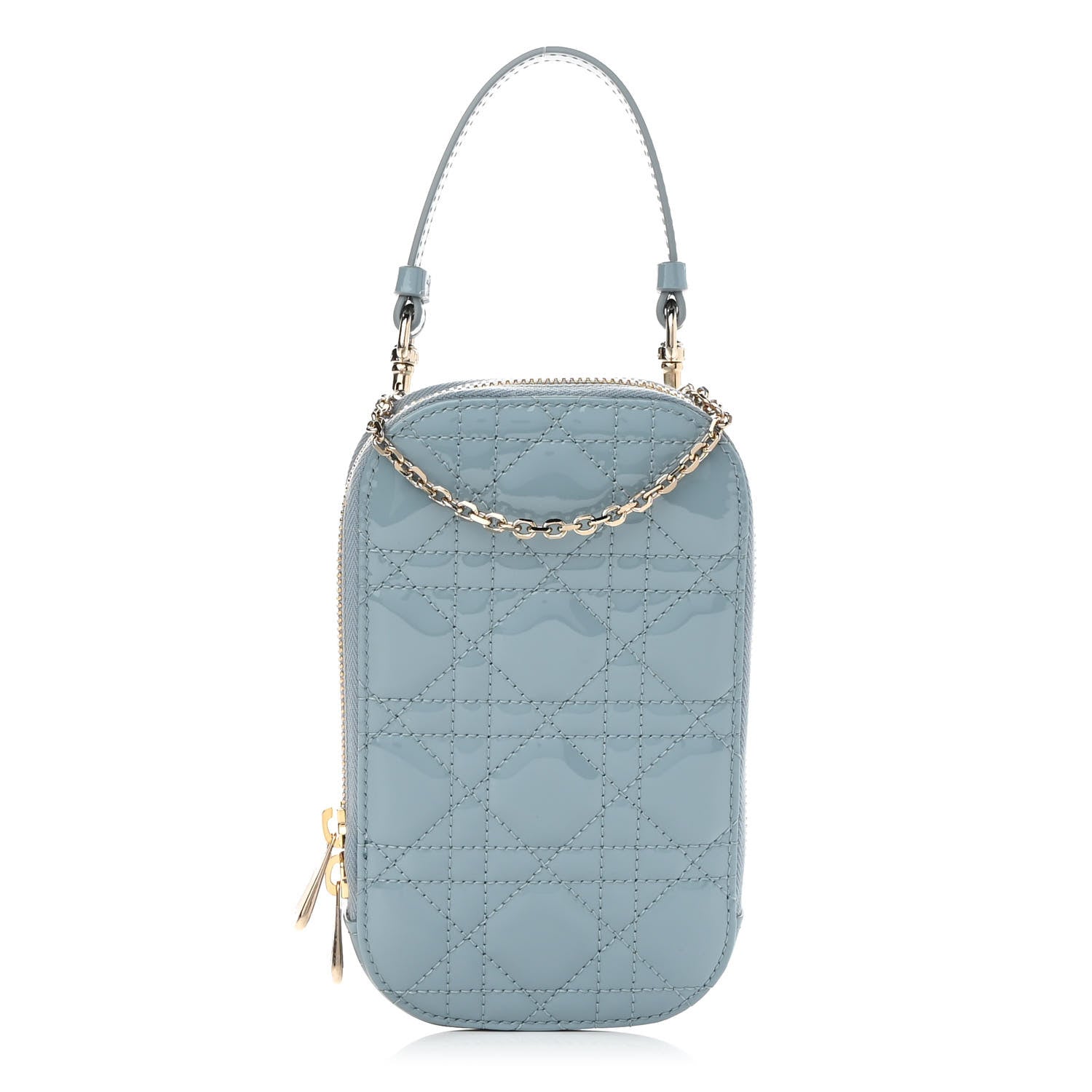 Christian Dior Patent Cannage Lady Dior Phone Holder Cloud Blue 1 of 11